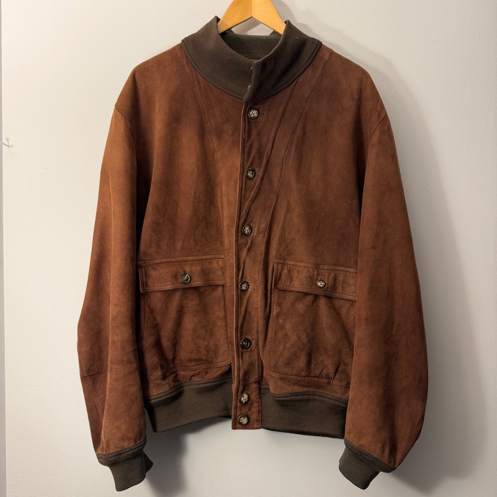 Vintage Valstar Milano Suede Bomber Jacket Brown Valstarino Made in Italy IT 58